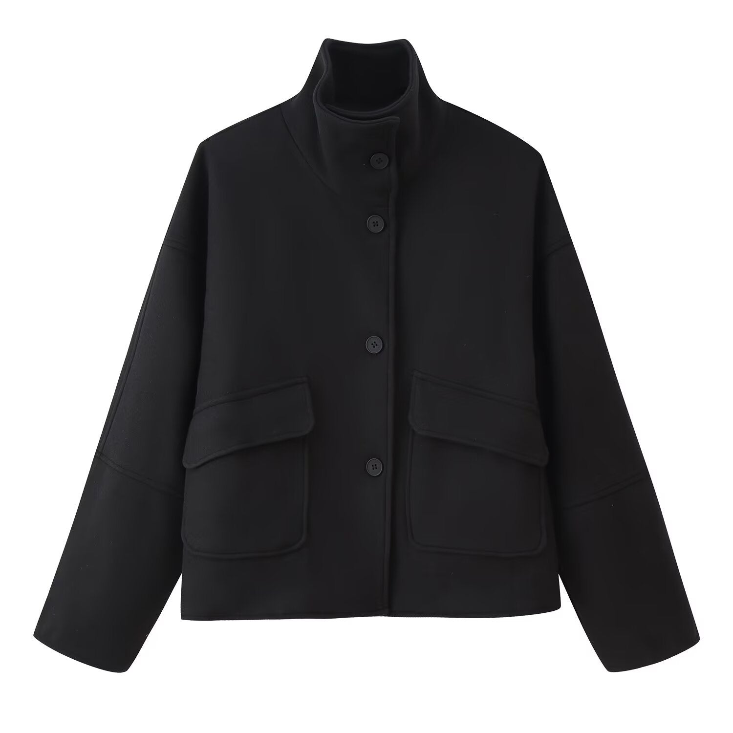 Cropped Stand Collar Utility Jacket